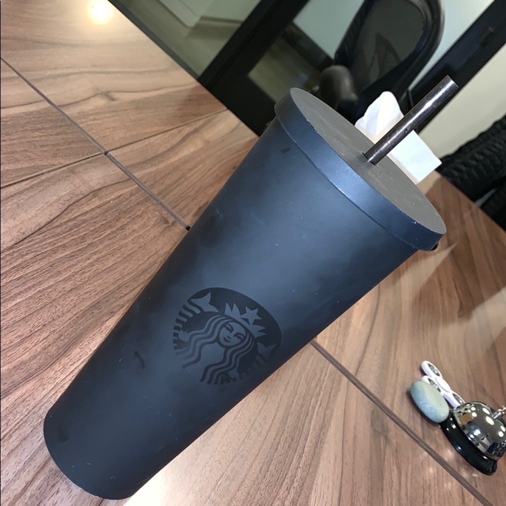Matte black Starbucks cup